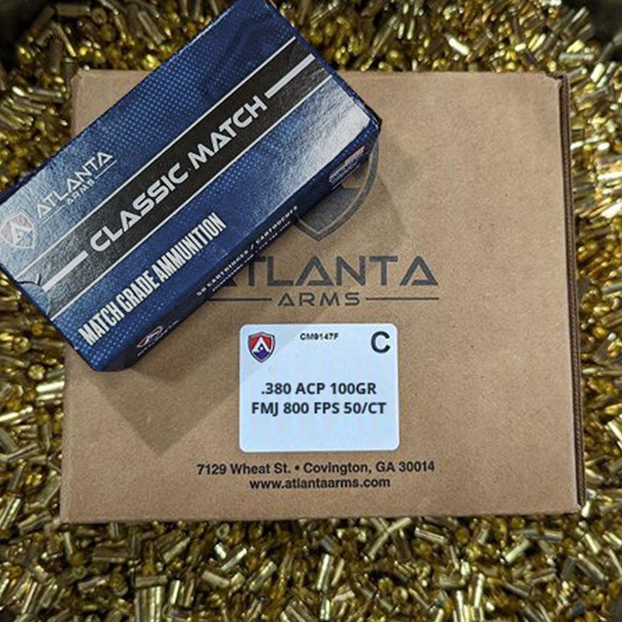 Atlanta Arms Classic Match Grade Ammo .380 ACP 100gr FMJ 800 fps 50/ct Picture of Atl Arms/ Specialty Cartridge Inc DBA ACME Specialty Cartridge Classic Match Grade Ammo 380 ACP 100GR FMJ 50/Rnds