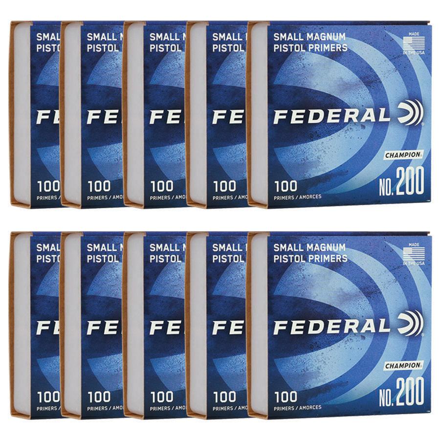 Federal Premium Champion Centerfire Primers Mag Small Pistol 1000/ct Picture of Federal Cartridge Co. FEDERAL CHAMPION CENTERFIRE SMALL MAGNUM PISTOL PRIMER 1000CT