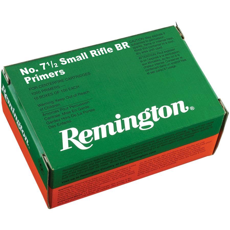 Remington Centerfire Primers-7-1/2 Small Rifle BR 1000/ct Picture of Remington Bulk Components REMINGTON PRIMER 7-1/2 SMALL RIFLE BENCH REST 1000/CT