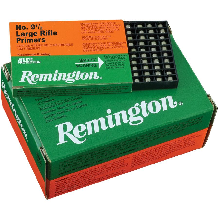 Remington Centerfire Primers-9-1/2 Large Rifle 1000/ct Picture of Remington Bulk Components REMINGTON PRIMER 9-1/2 LARGE RIFLE 1000/CT