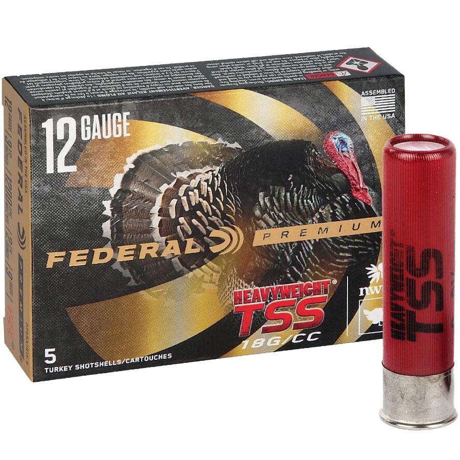 Federal Heavyweight TSS 12ga 3.5" 2-1/4oz 1200 fps #7 5/ct Picture of Federal Cartridge Co. FEDERAL PREMIUM TURKEY HEAVYWEIGHT TSS 12GA 3-1/2" 2-1/4 OZ 7 AMMO 5RD