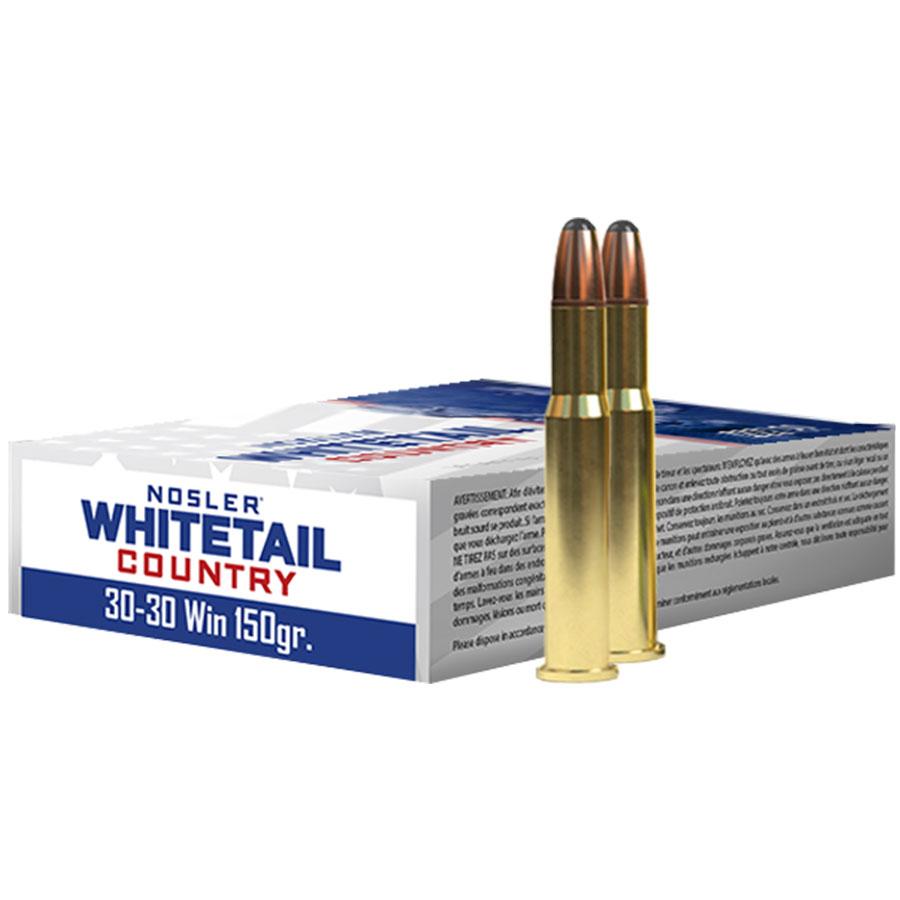 Nosler Whitetail Country Rifle Ammunition 30-30 Win 150gr SP 2390 fps 20/ct Picture of Nosler Bullets Inc. Nosler WCA-30-30 Win 150g SB RN (20ct) Ammo