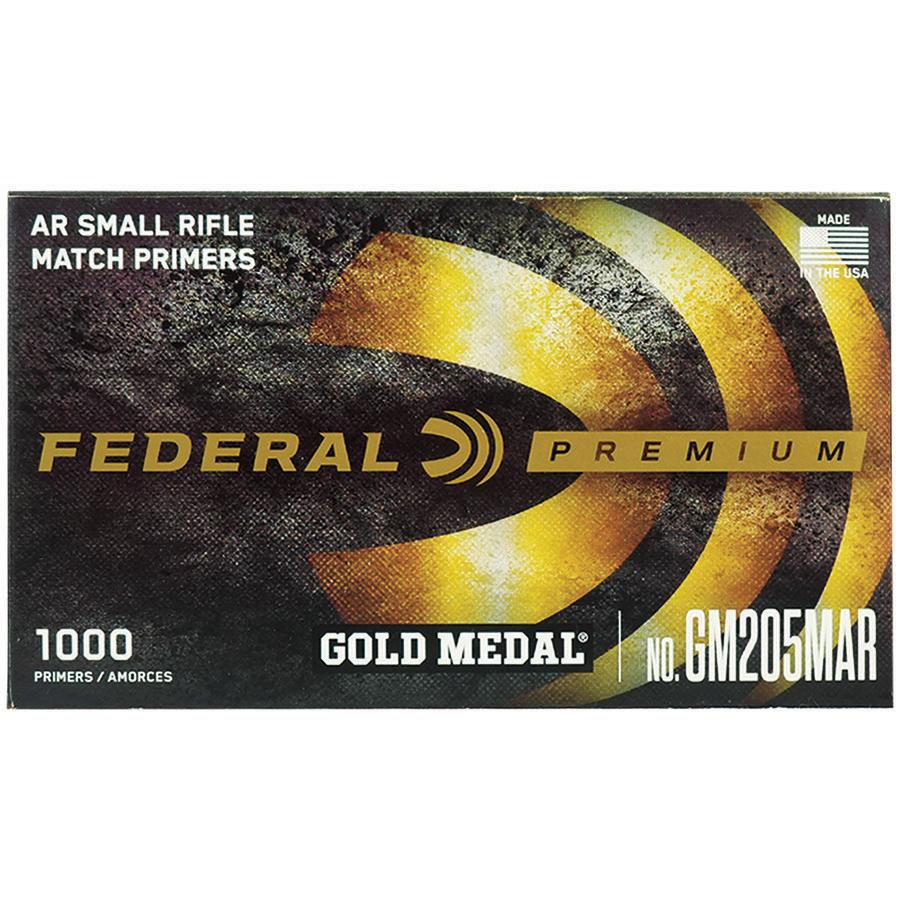 Federal Premium Gold Medal Centerfire Primers AR Small Rifle Match 1000/ct Picture of Federal Cartridge Co. FEDERAL PREMIUM GOLD MEDAL MATCH CENTERFIRE SM RIFLE PRIMER AR RFLE 1000CT