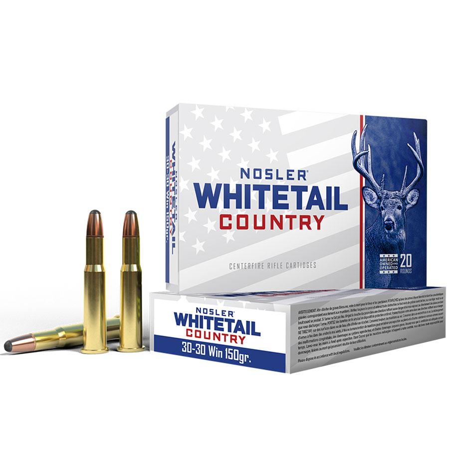 Nosler Whitetail Country Rifle Ammunition 30-30 Win 150gr SP 2390 fps 20/ct Picture of Nosler Bullets Inc. Nosler WCA-30-30 Win 150g SB RN (20ct) Ammo