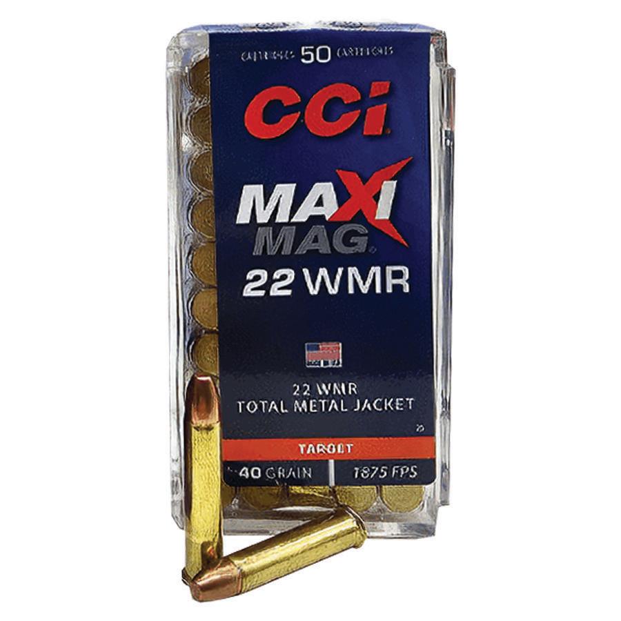 CCI  Maxi-Mag Rimfire Ammunition .22 WMR 40 gr. TMJ 1875 fps 50/ct Picture of Cci CCI WMR MAXI MAG 40GR TMJ AMMO 50RD