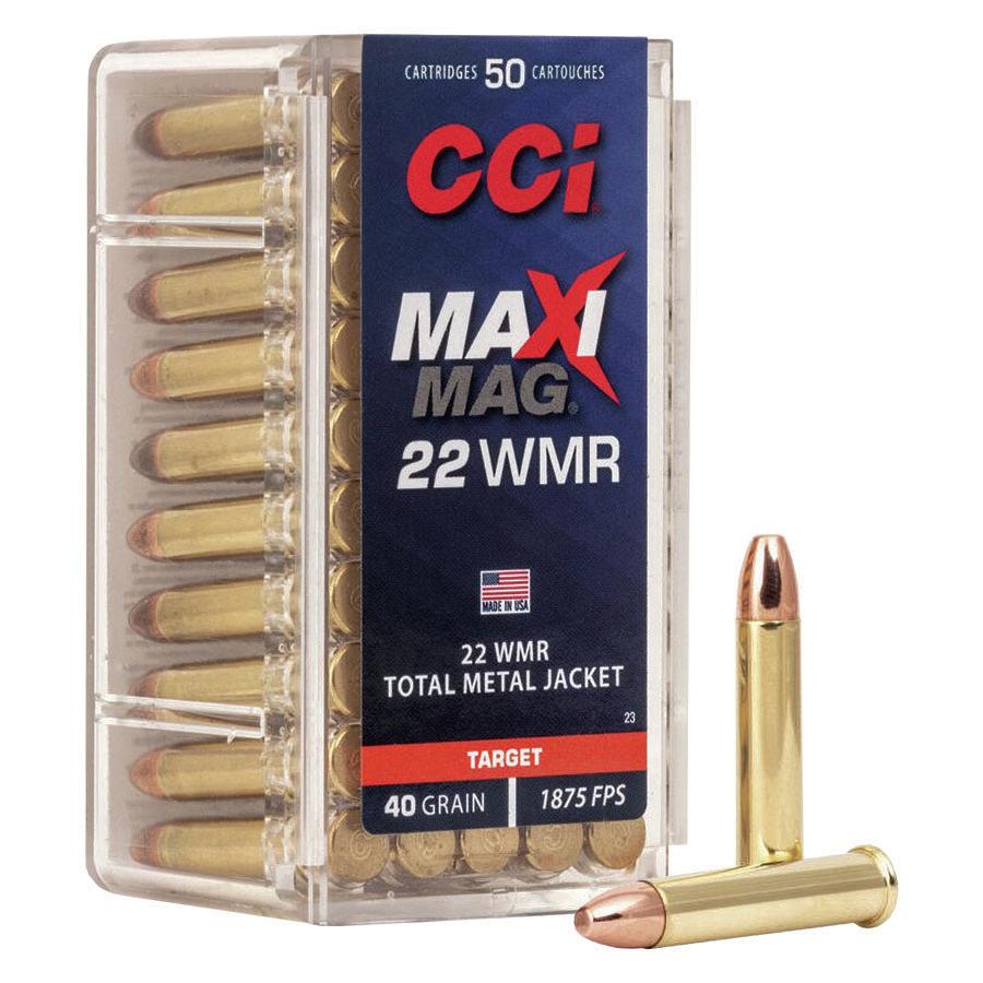 CCI  Maxi-Mag Rimfire Ammunition .22 WMR 40 gr. TMJ 1875 fps 50/ct Picture of Cci CCI WMR MAXI MAG 40GR TMJ AMMO 50RD