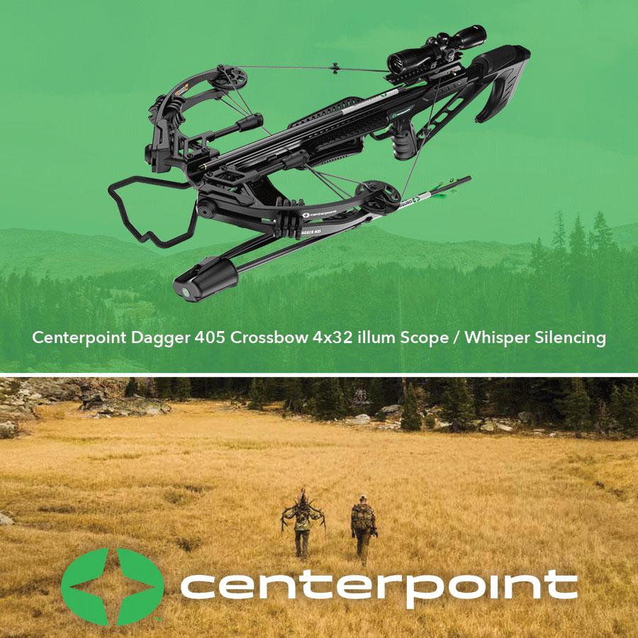 Centerpoint Dagger 405 Crossbow 4x32 illum Scope / Whisper Silencing & Accessories Package Picture of Ravin Crossbows Centerpoint Dagger 405 Crossbow