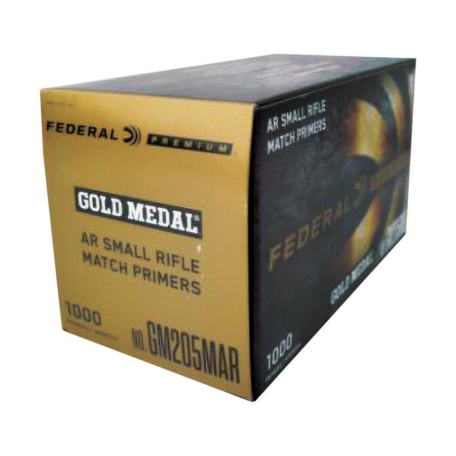 Federal Premium Gold Medal Centerfire Primers AR Small Rifle Match 1000/ct Picture of Federal Cartridge Co. FEDERAL PREMIUM GOLD MEDAL MATCH CENTERFIRE SM RIFLE PRIMER AR RFLE 1000CT