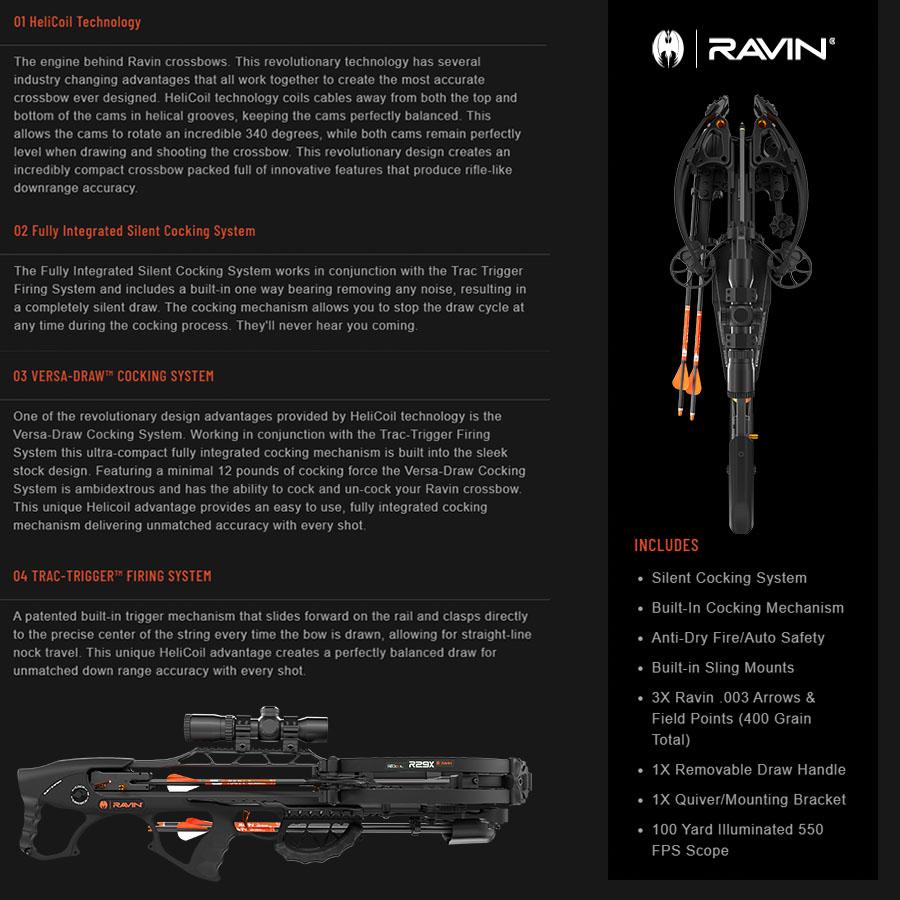 Ravin R29X Crossbow Package with Illum Scope & Arrows Draw Handle Black Picture of Ravin Crossbows Ravin R29X Black