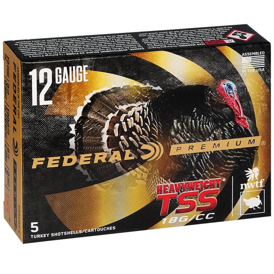 Federal Heavyweight TSS 12ga 3.5" 2-1/4oz 1200 fps #7 5/ct Picture of Federal Cartridge Co. FEDERAL PREMIUM TURKEY HEAVYWEIGHT TSS 12GA 3-1/2" 2-1/4 OZ 7 AMMO 5RD