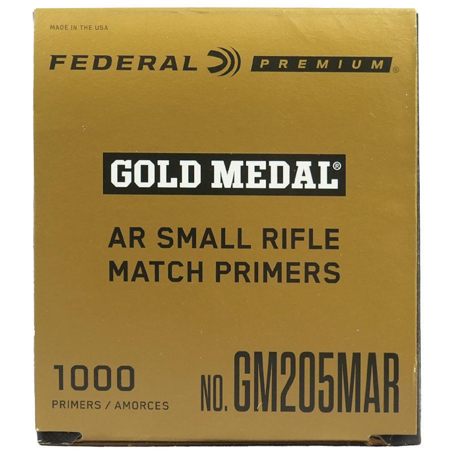 Federal Premium Gold Medal Centerfire Primers AR Small Rifle Match 1000/ct Picture of Federal Cartridge Co. FEDERAL PREMIUM GOLD MEDAL MATCH CENTERFIRE SM RIFLE PRIMER AR RFLE 1000CT