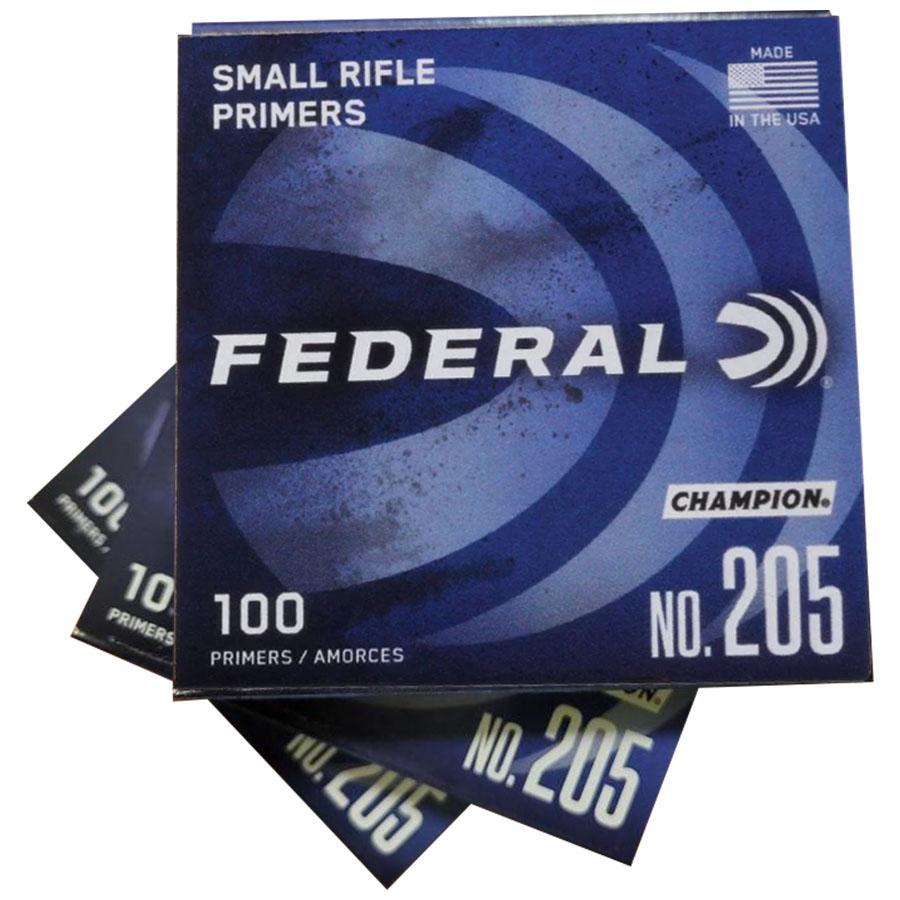 Federal Premium Champion Centerfire .205 Primers Small Rifle 1000/ct Picture of Federal Cartridge Co. FEDERAL CHAMPION CENTERFIRE SMALL RIFLE PRIMER 1000CT