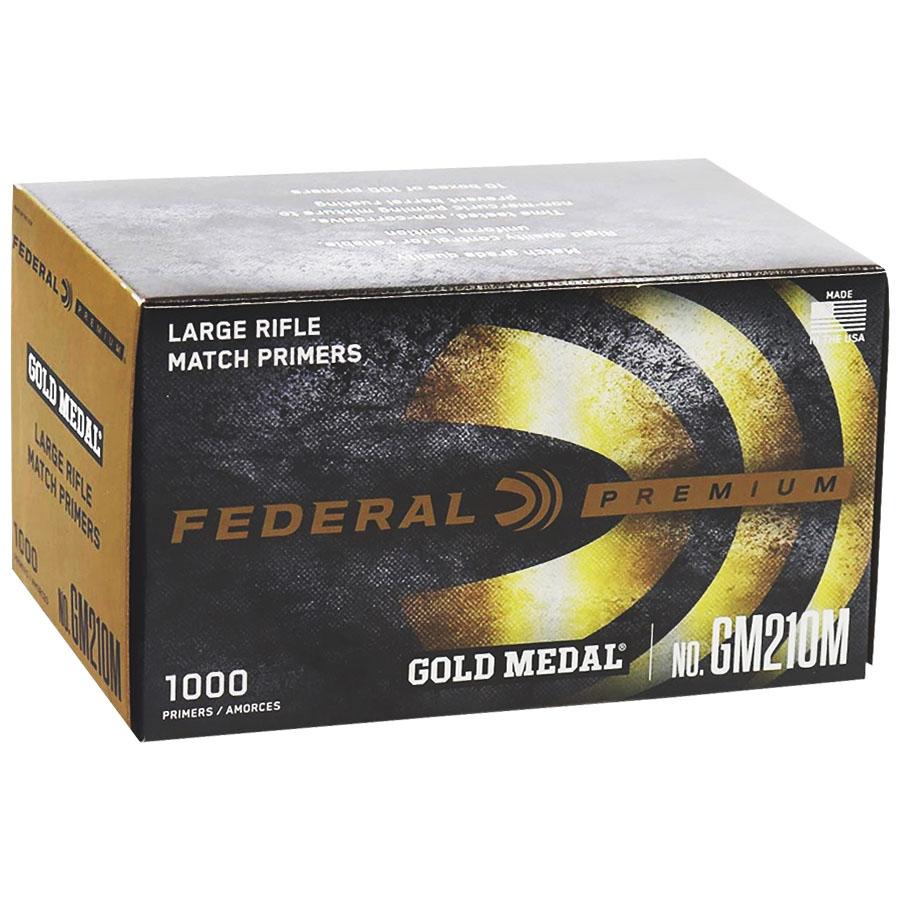 Federal Premium Gold Medal Centerfire Primers-Large Rifle Match Picture of Federal Cartridge Co. FEDERAL PREMIUM GOLD MEDAL MATCH 210M LARGE RIFLE PRIMER 1000CT