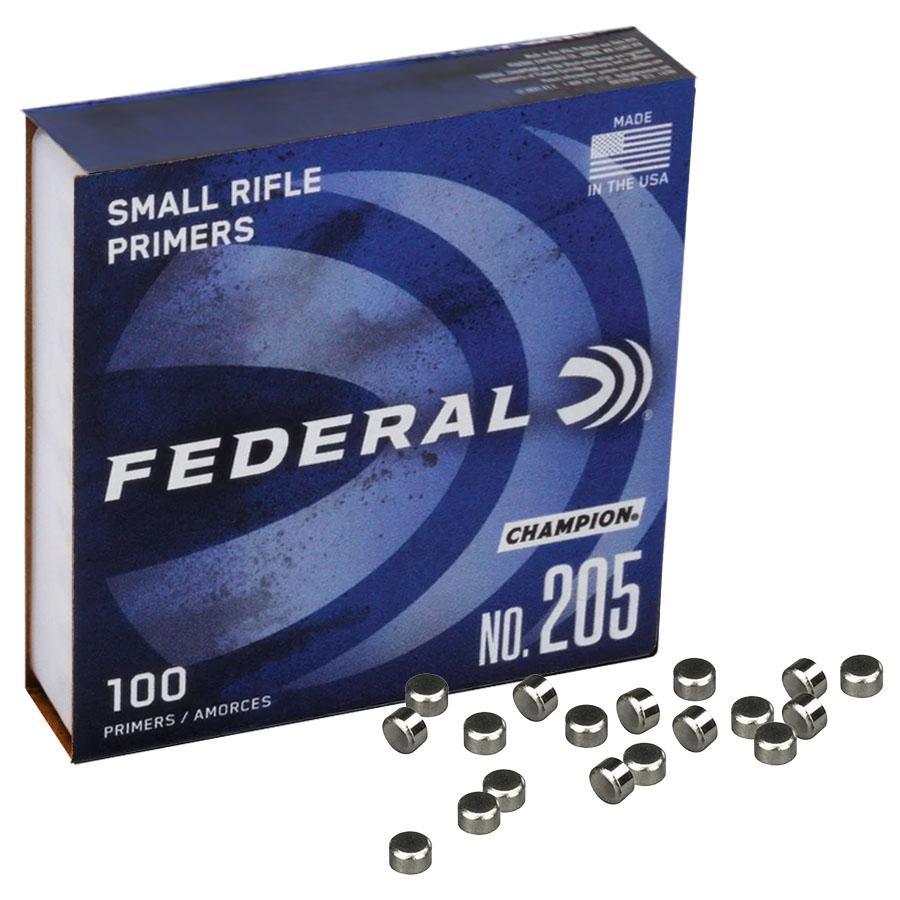 Federal Premium Champion Centerfire .205 Primers Small Rifle 1000/ct Picture of Federal Cartridge Co. FEDERAL CHAMPION CENTERFIRE SMALL RIFLE PRIMER 1000CT