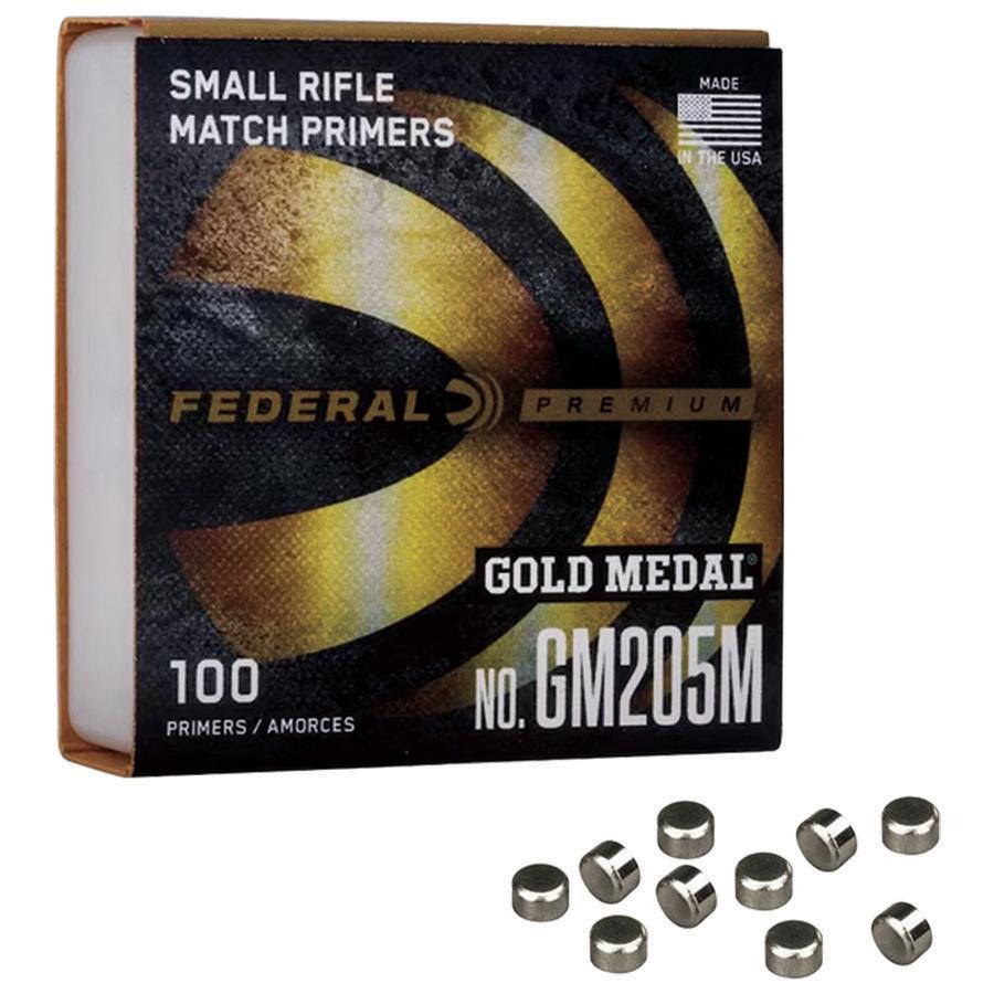Federal Premium Gold Medal Centerfire Primers AR Small Rifle Match 1000/ct Picture of Federal Cartridge Co. FEDERAL PREMIUM GOLD MEDAL MATCH CENTERFIRE SM RIFLE PRIMER AR RFLE 1000CT