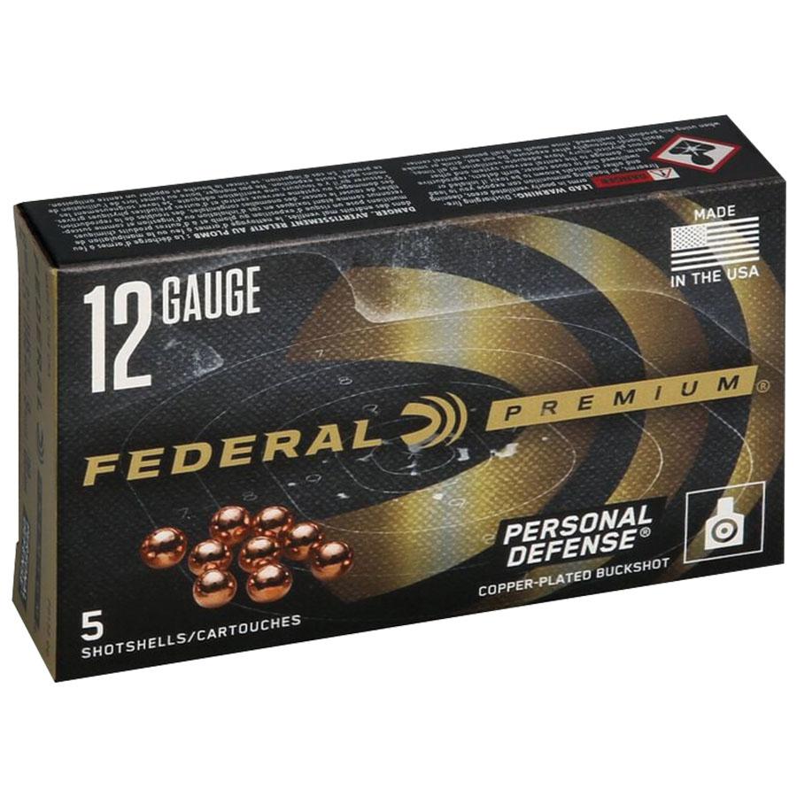 Federal Premium Personal Defense Shotshells 12 ga 2-3/4" 9 plts #00 1145 fps 5/ct Picture of Federal Cartridge Co. FEDERAL PREMIUM PERSONAL DEFENSE SS 12GA 2-3/4" 9 PLTS-00 BUCK AMMO 5RD