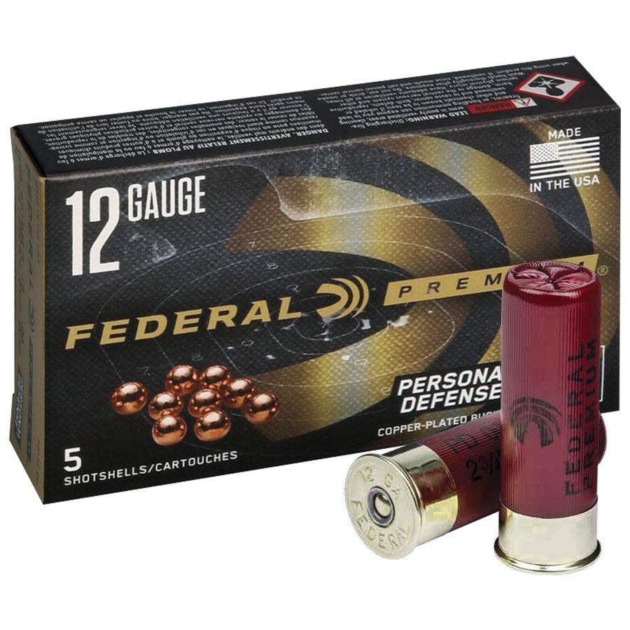 Federal Premium Personal Defense Shotshells 12 ga 2-3/4" 9 plts #00 1145 fps 5/ct Picture of Federal Cartridge Co. FEDERAL PREMIUM PERSONAL DEFENSE SS 12GA 2-3/4" 9 PLTS-00 BUCK AMMO 5RD