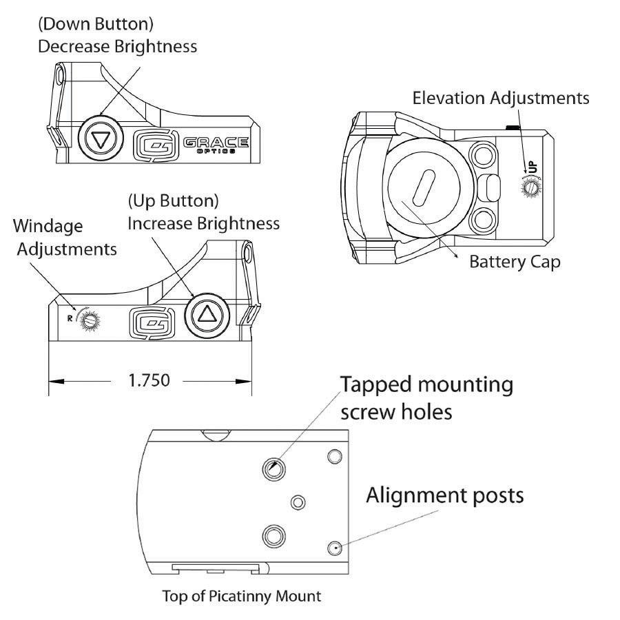 Grace Optics M1 Micro Reflex 3MOA Red Sight Black Picture of G5 Outdoors G5 Grace Optics Micro Reflex 3MOA RED Sight