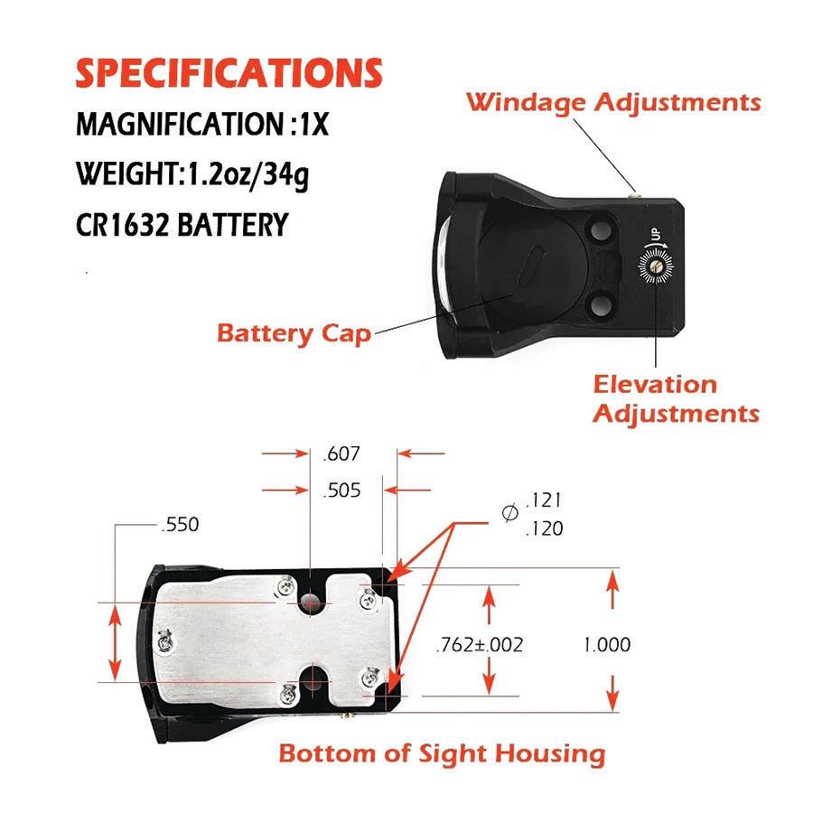 Grace Optics M1 Micro Reflex 3MOA Red Sight Black Picture of G5 Outdoors G5 Grace Optics Micro Reflex 3MOA RED Sight
