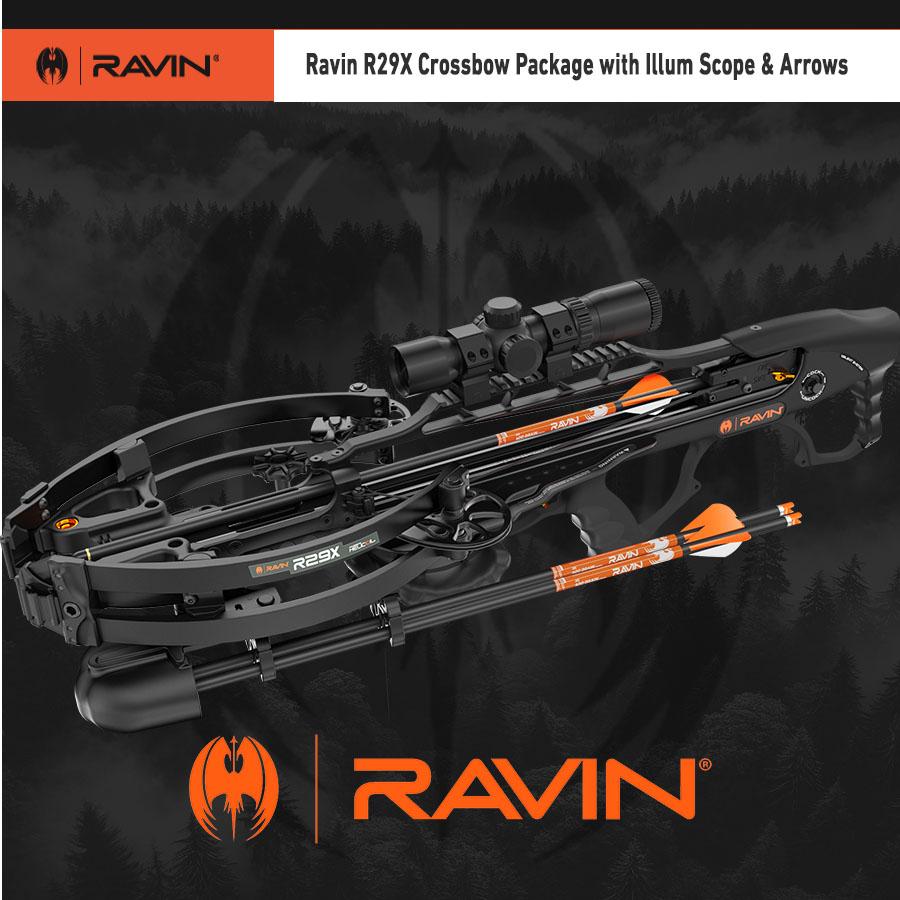 Ravin R29X Crossbow Package with Illum Scope & Arrows Draw Handle Black Picture of Ravin Crossbows Ravin R29X Black