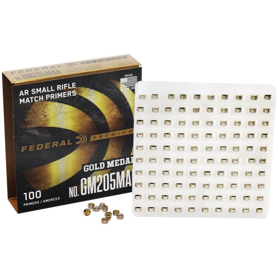 Federal Premium Gold Medal Centerfire Primers AR Small Rifle Match 1000/ct Picture of Federal Cartridge Co. FEDERAL PREMIUM GOLD MEDAL MATCH CENTERFIRE SM RIFLE PRIMER AR RFLE 1000CT
