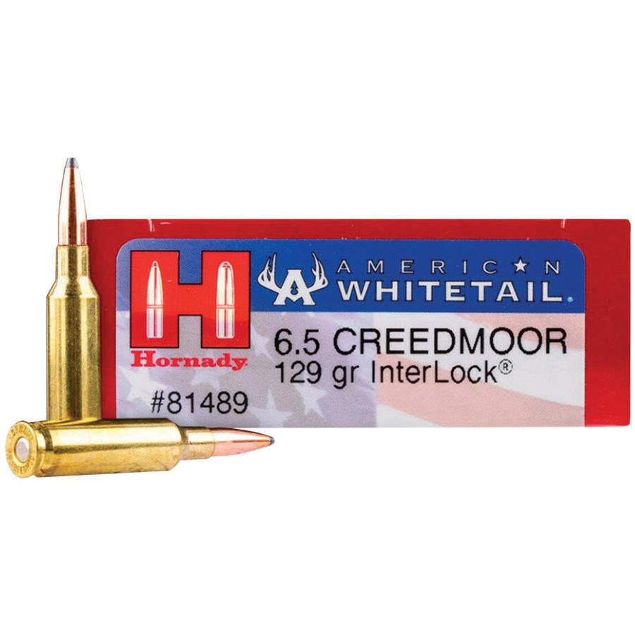 Hornady American Whitetail Rifle Ammunition 6.5 Creedmoor 129 gr. SP 2820 fps 20/ct Picture of Hornady Mfg AMMO AMERICAN WHITETAIL 6.5 CREEDMOOR 129GR INTERLOCK 20RD