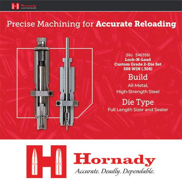 Hornady Custom Grade New Dimension Series I Rifle 2-Die Set .308 Win Picture of Hornady Reloading PC CUSTOM DIE SET 308 WIN