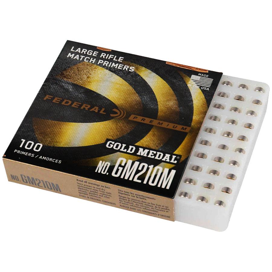 Federal Premium Gold Medal Centerfire Primers-Large Rifle Match Picture of Federal Cartridge Co. FEDERAL PREMIUM GOLD MEDAL MATCH 210M LARGE RIFLE PRIMER 1000CT