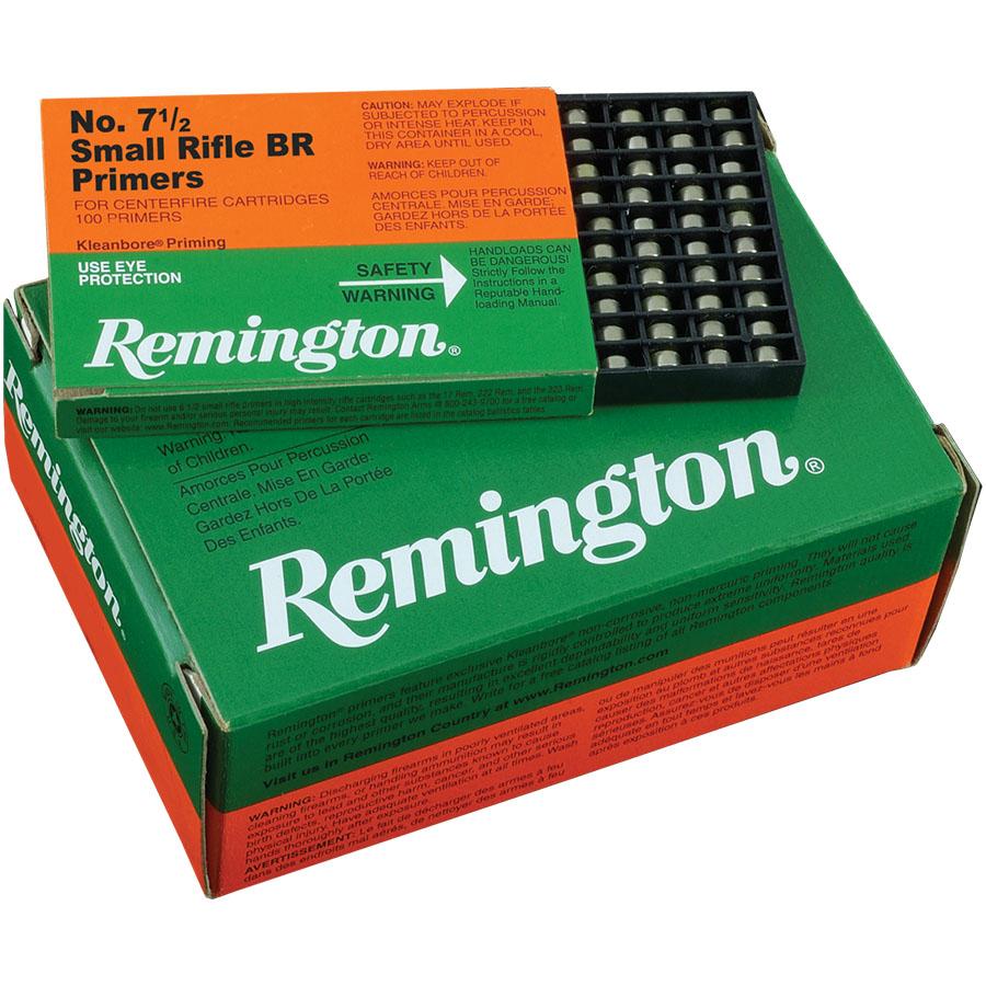 Remington Centerfire Primers-7-1/2 Small Rifle BR 1000/ct Picture of Remington Bulk Components REMINGTON PRIMER 7-1/2 SMALL RIFLE BENCH REST 1000/CT