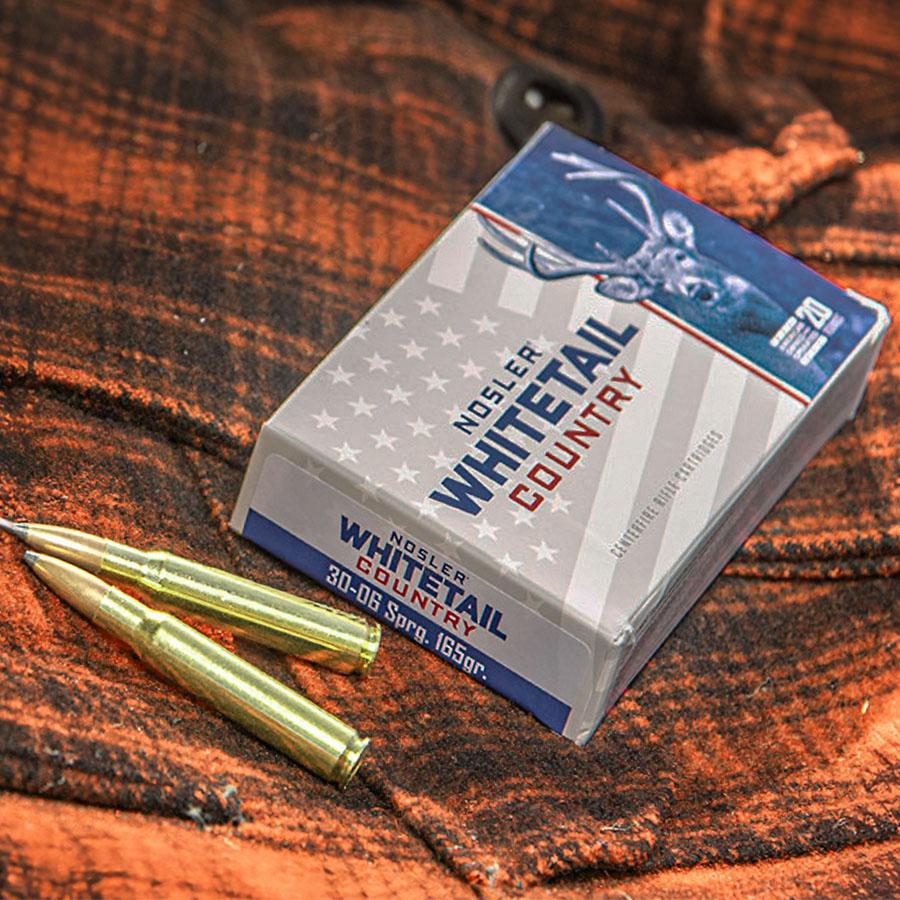 Nosler Whitetail Country Rifle Ammunition .30-06 Sprg 165gr SP 2900 fps 20/ct Picture of Nosler Bullets Inc. Nosler WCA-30-06 Sprg 165g SB SP (20ct) Ammo
