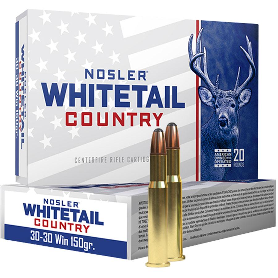 Nosler Whitetail Country Rifle Ammunition 30-30 Win 150gr SP 2390 fps 20/ct Picture of Nosler Bullets Inc. Nosler WCA-30-30 Win 150g SB RN (20ct) Ammo