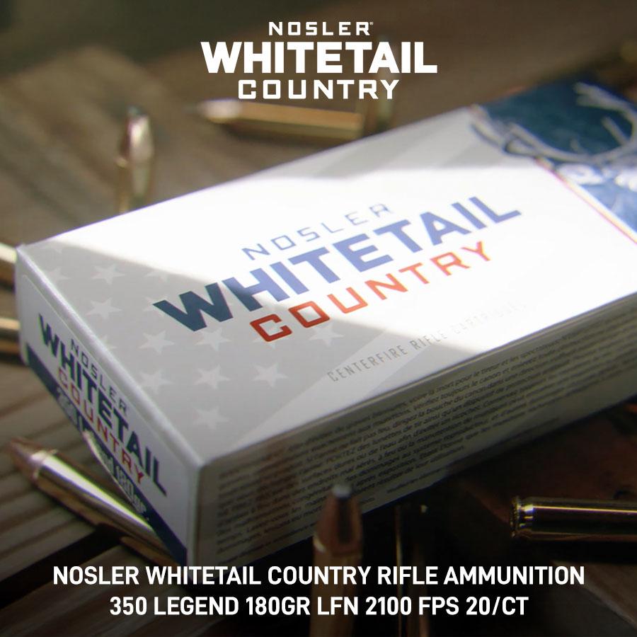 Nosler Whitetail Country Rifle Ammunition 350 Legend 180gr LFN 2100 fps 20/ct Picture of Nosler Bullets Inc. Nosler WCA-350 Legend 180g SW (20ct) Ammo
