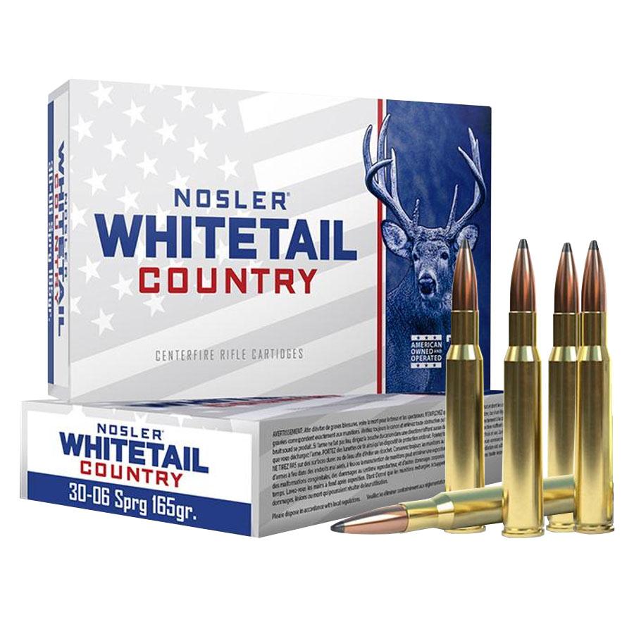 Nosler Whitetail Country Rifle Ammunition .30-06 Sprg 165gr SP 2900 fps 20/ct Picture of Nosler Bullets Inc. Nosler WCA-30-06 Sprg 165g SB SP (20ct) Ammo