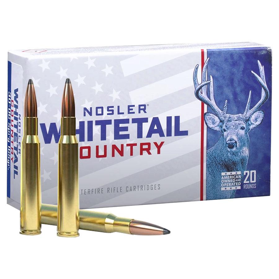 Nosler Whitetail Country Rifle Ammunition .30-06 Sprg 165gr SP 2900 fps 20/ct Picture of Nosler Bullets Inc. Nosler WCA-30-06 Sprg 165g SB SP (20ct) Ammo