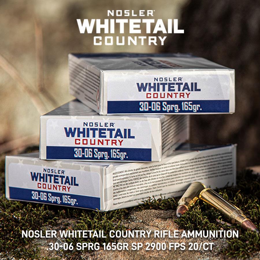Nosler Whitetail Country Rifle Ammunition .30-06 Sprg 165gr SP 2900 fps 20/ct Picture of Nosler Bullets Inc. Nosler WCA-30-06 Sprg 165g SB SP (20ct) Ammo