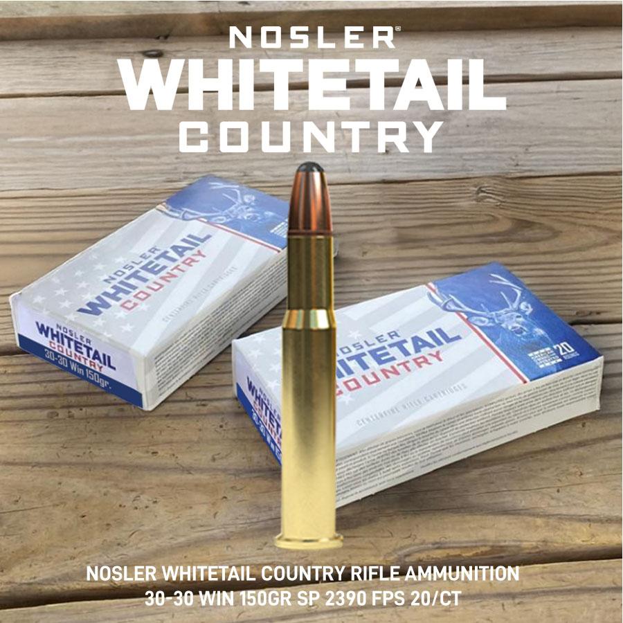 Nosler Whitetail Country Rifle Ammunition 30-30 Win 150gr SP 2390 fps 20/ct Picture of Nosler Bullets Inc. Nosler WCA-30-30 Win 150g SB RN (20ct) Ammo