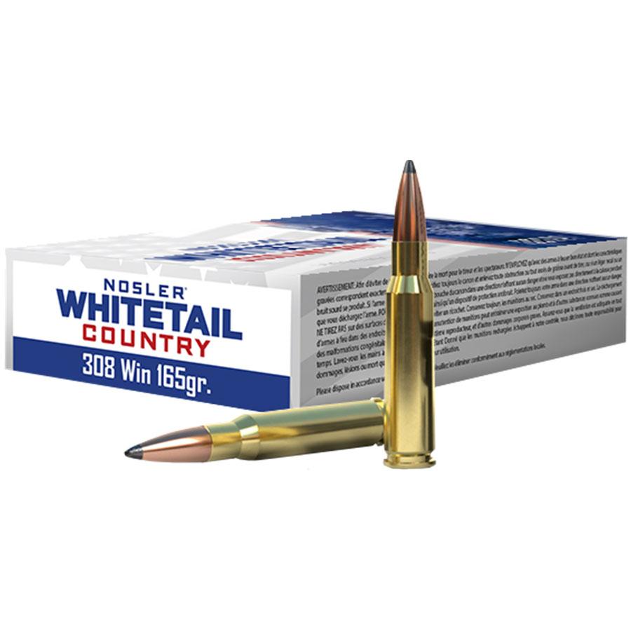 Nosler Whitetail Country Rifle Ammunition .308 Win 165gr SP 2800 fps 20/ct Picture of Nosler Bullets Inc. Nosler WCA-308 Win 165g SB SP (20ct) Ammo