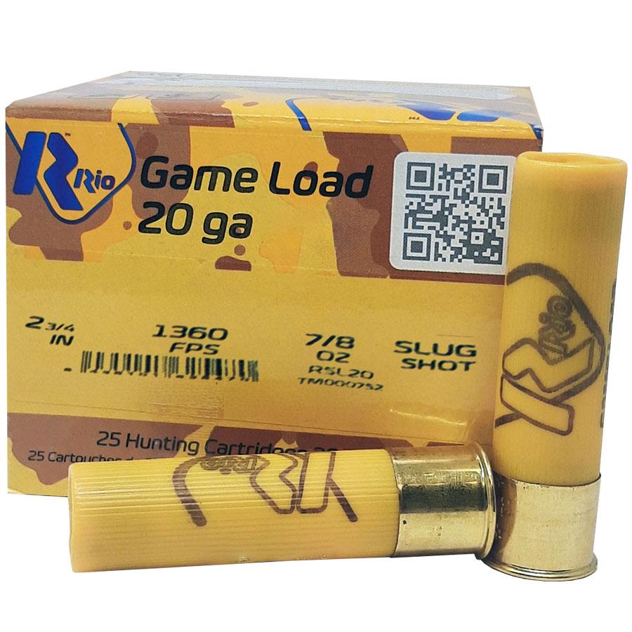 Rio Royal Star Slug Shotshell 20 ga 2-3/4" 7/8oz 1360 fps Slug 25/ct Picture of Rio Outdoors Corp Royal Star Slug 20ga 2-3/4" 7/8oz 1360fps 25RD