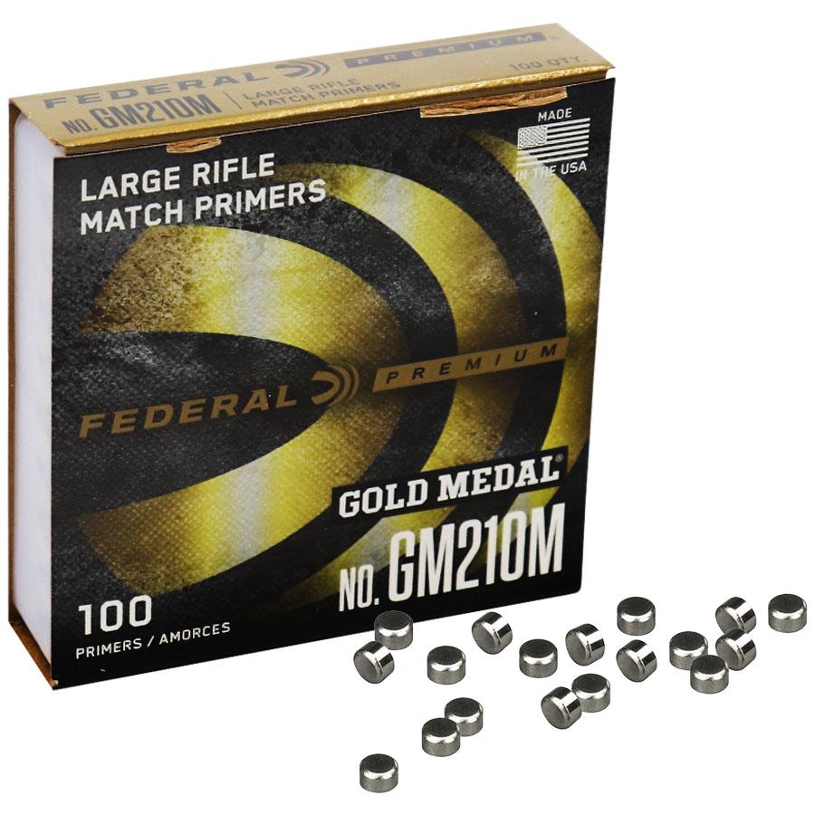 Federal Premium Gold Medal Centerfire Primers-Large Rifle Match Picture of Federal Cartridge Co. FEDERAL PREMIUM GOLD MEDAL MATCH 210M LARGE RIFLE PRIMER 1000CT