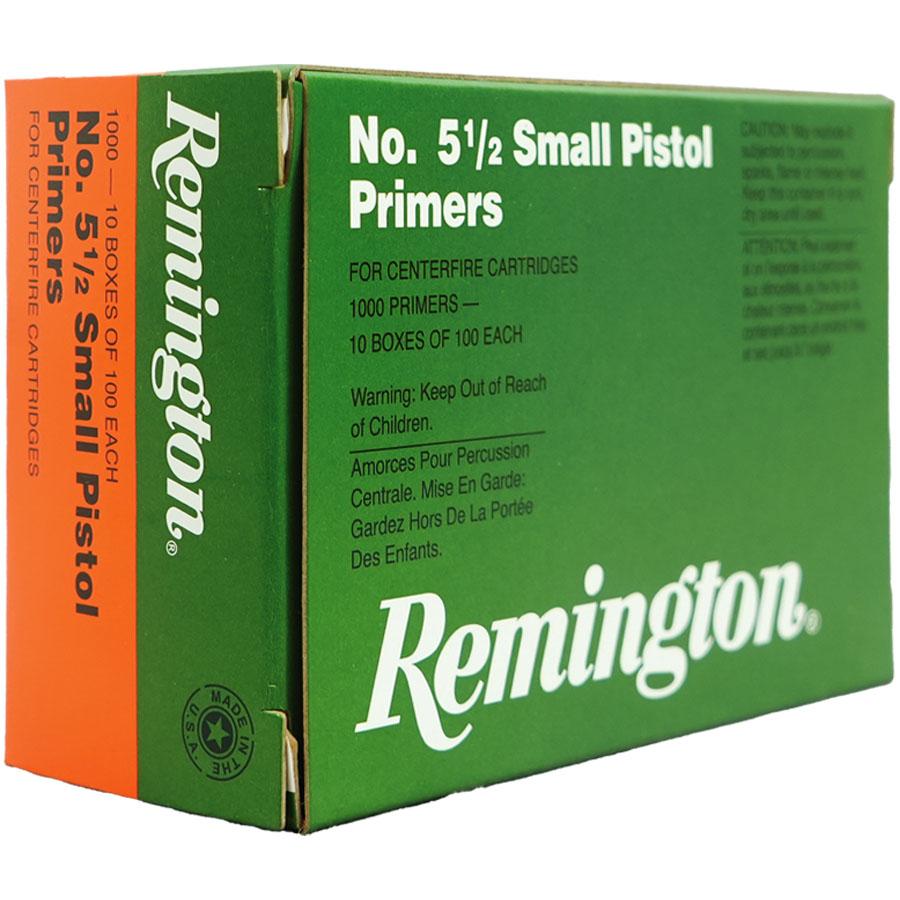 Remington Centerfire Primers 5-1/2 Small Pistol 1000/ct Picture of Remington Bulk Components REMINGTON PRIMER 5-1/2 SMALL PISTOL 1000/CT