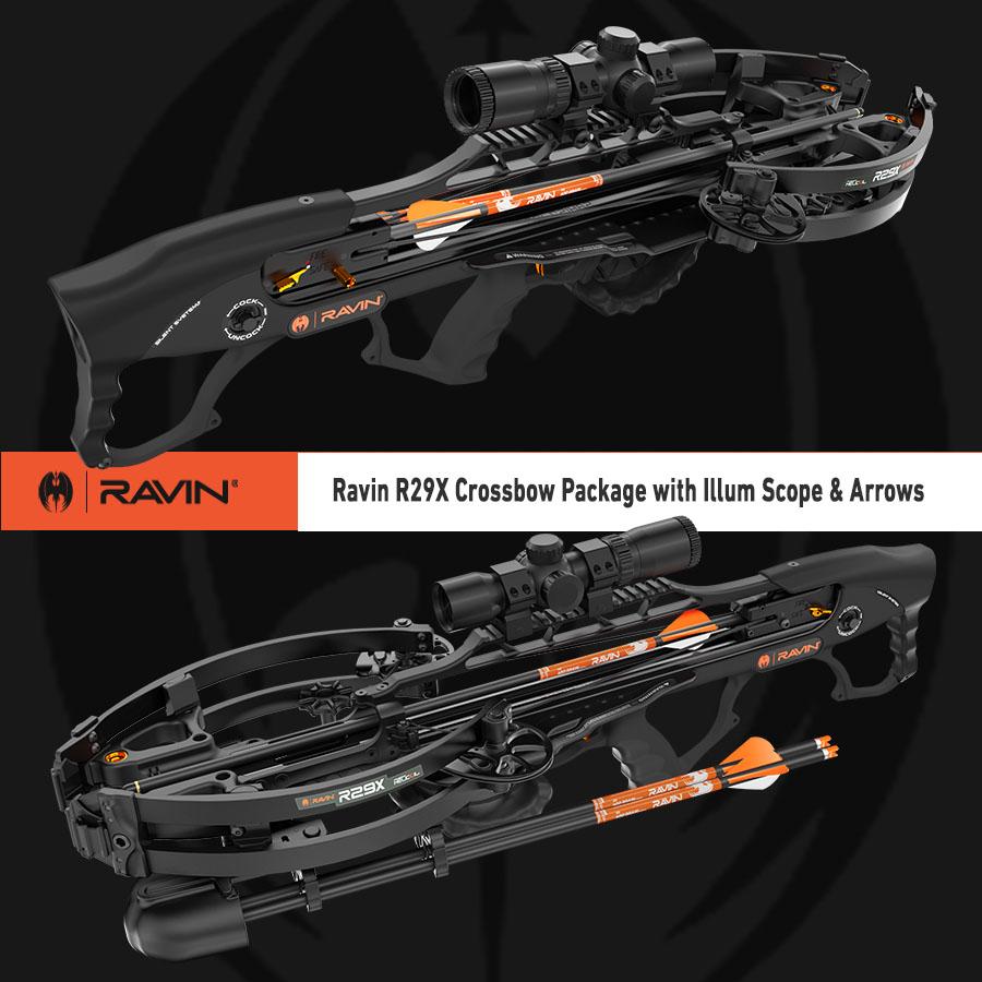 Ravin R29X Crossbow Package with Illum Scope & Arrows Draw Handle Black Picture of Ravin Crossbows Ravin R29X Black