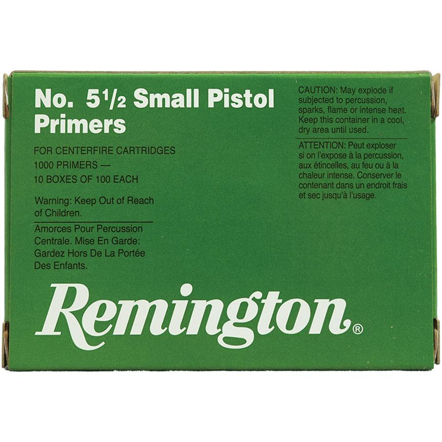 Remington Centerfire Primers 5-1/2 Small Pistol 1000/ct Picture of Remington Bulk Components REMINGTON PRIMER 5-1/2 SMALL PISTOL 1000/CT