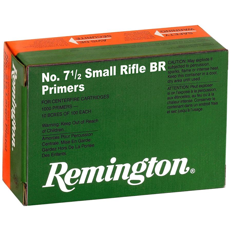 Remington Centerfire Primers-7-1/2 Small Rifle BR 1000/ct Picture of Remington Bulk Components REMINGTON PRIMER 7-1/2 SMALL RIFLE BENCH REST 1000/CT