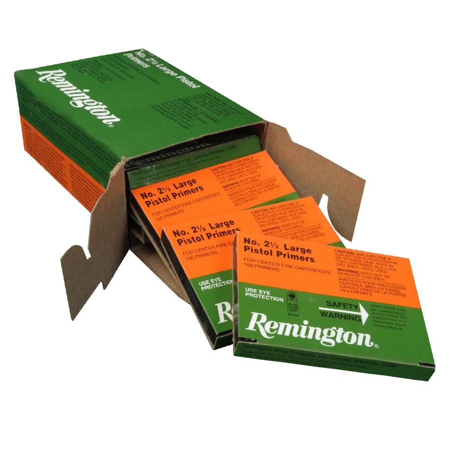 Remington Centerfire Primers- 2-1/2 Large Pistol 1000/ct Picture of Remington Bulk Components REMINGTON PRIMER 2-1/2 LARGE PISTOL 1000/CT
