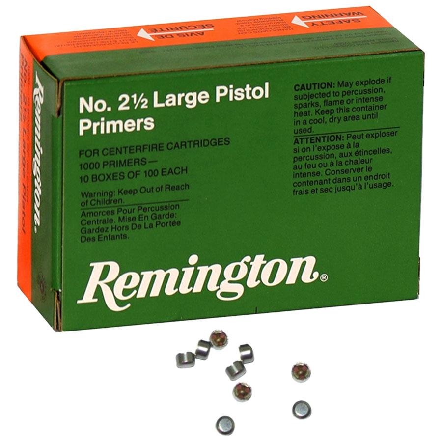 Remington Centerfire Primers- 2-1/2 Large Pistol 1000/ct Picture of Remington Bulk Components REMINGTON PRIMER 2-1/2 LARGE PISTOL 1000/CT