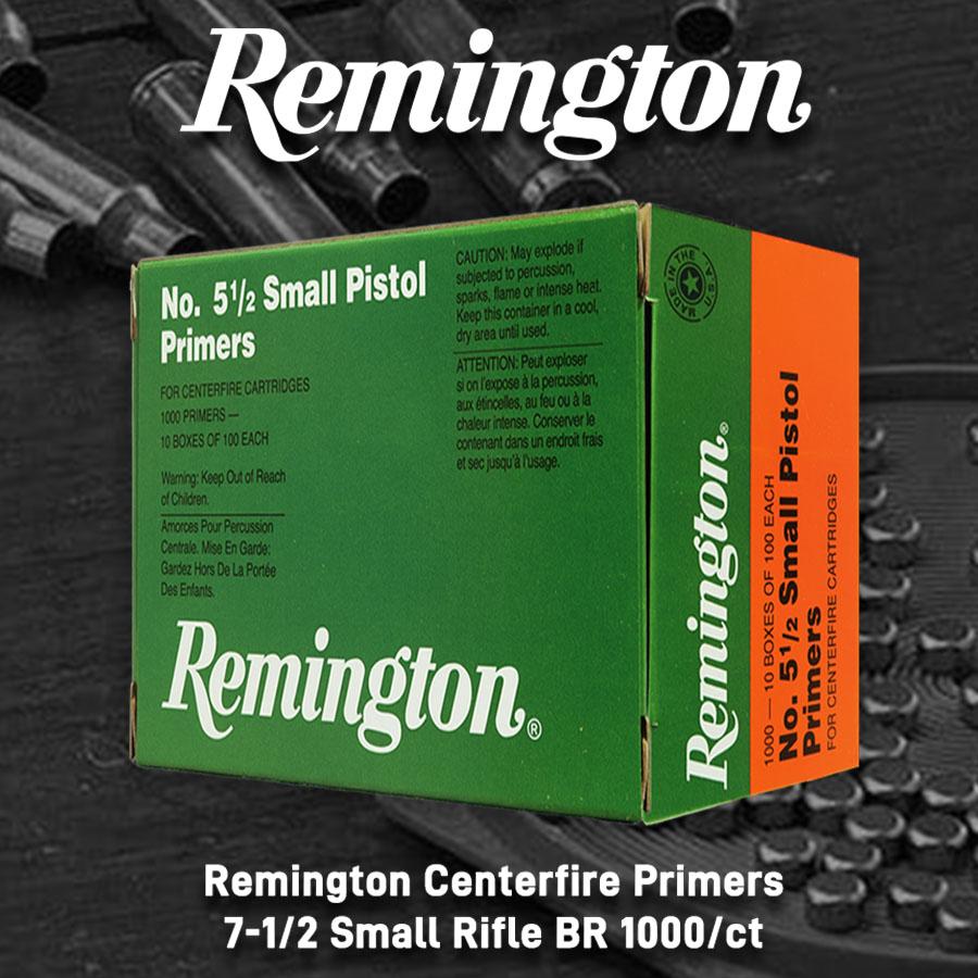 Remington Centerfire Primers 5-1/2 Small Pistol 1000/ct Picture of Remington Bulk Components REMINGTON PRIMER 5-1/2 SMALL PISTOL 1000/CT