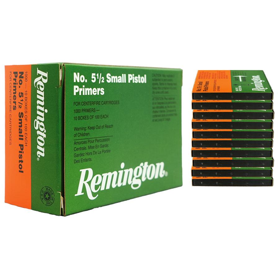 Remington Centerfire Primers 5-1/2 Small Pistol 1000/ct Picture of Remington Bulk Components REMINGTON PRIMER 5-1/2 SMALL PISTOL 1000/CT
