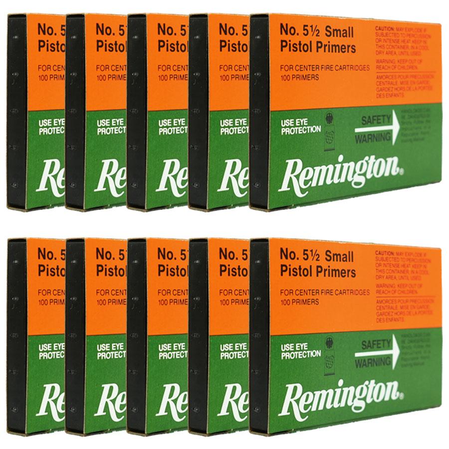 Remington Centerfire Primers 5-1/2 Small Pistol 1000/ct Picture of Remington Bulk Components REMINGTON PRIMER 5-1/2 SMALL PISTOL 1000/CT