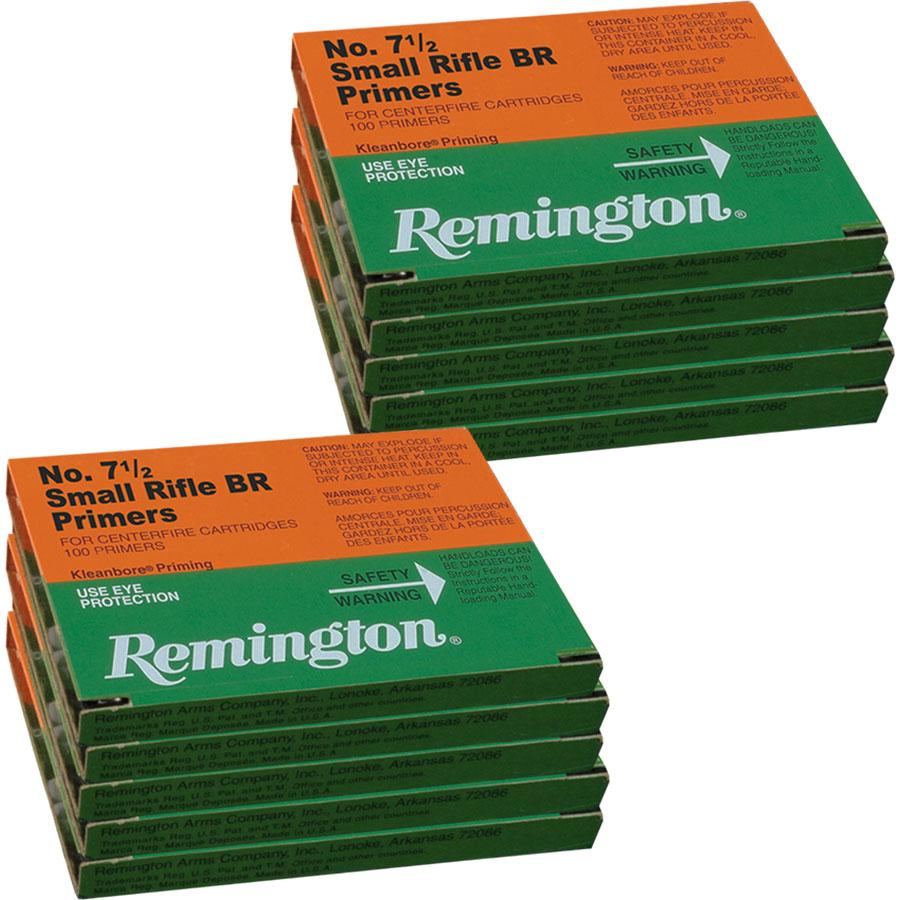Remington Centerfire Primers-7-1/2 Small Rifle BR 1000/ct Picture of Remington Bulk Components REMINGTON PRIMER 7-1/2 SMALL RIFLE BENCH REST 1000/CT