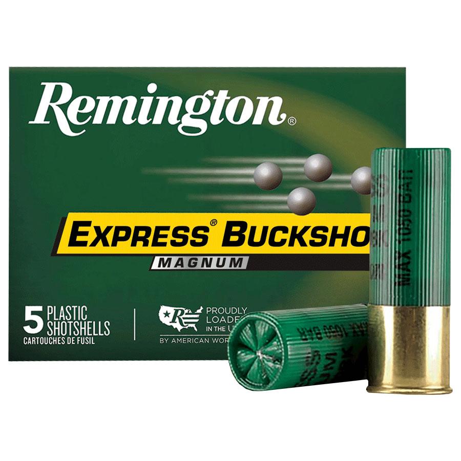 Remington Express Magnum Buckshot Shotshells 12 ga 3-1/2" 18 plts #00 1125 fps 5/ct Picture of Remington Arms Co. Inc. REMINGTON EXPRESS MAGNUM BUCKSHOT LOAD 12GA 3-1/2IN 18PEL 00 AMMO 5RD